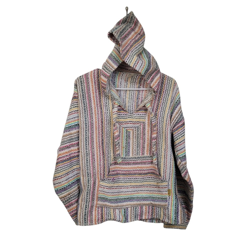 Molina Baja Hoodie Mexican Jerga Pullover Multi-Color Striped‎ Small S Mexico